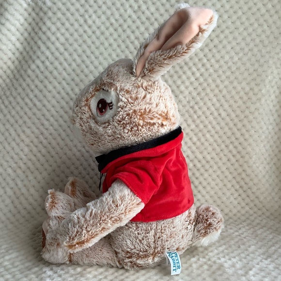 Beautiful Peter Rabbit Flopsy Plush Stuffed Animal Embroidered Eyes Red Vest - Picture 2 of 10